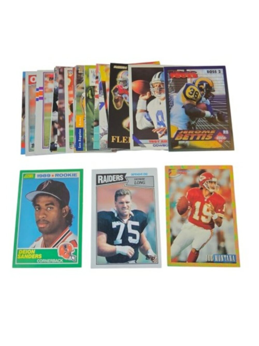 Vintage Football Trading Card Lot 40 Cards Sanders Aikman Montana Bradshaw Long